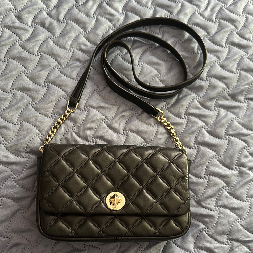Kate Spade Black and Gold Quilted Crossbody Bag
